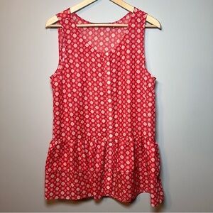 Nicole Richie‎ Collection Peplum Top Women’s Size L Sleeveless Red White Blouse